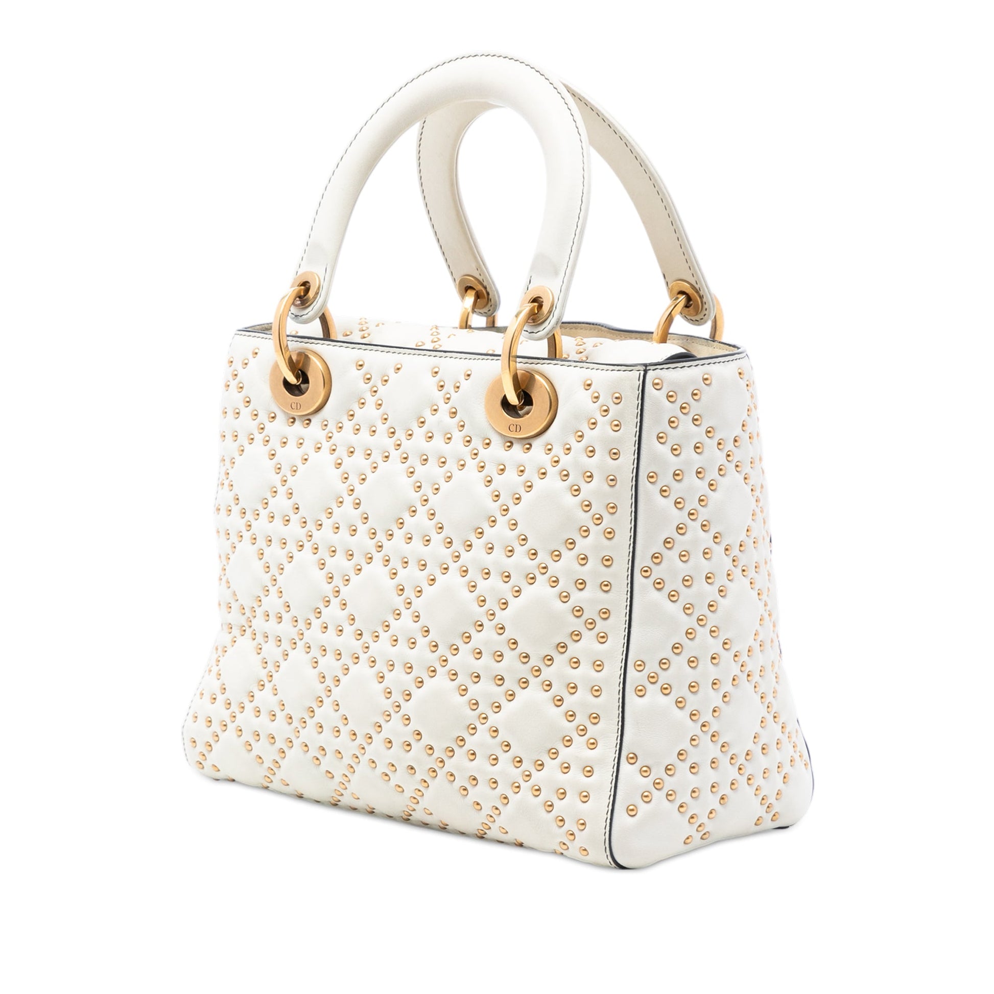 Dior Medium Lambskin Cannage Studded Supple Lady Dior