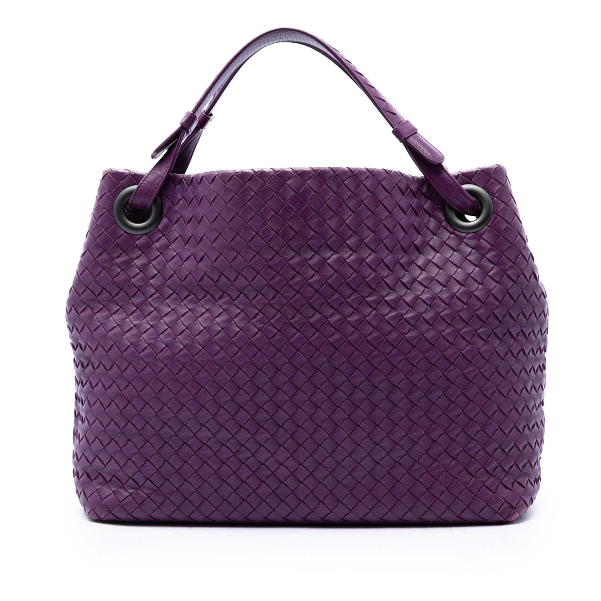 Bottega Veneta Intrecciato Garda Leather Tote Bag — Purple