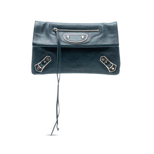 Balenciaga Chevre Motocross Classic Metallic Edge Envelope Clutch