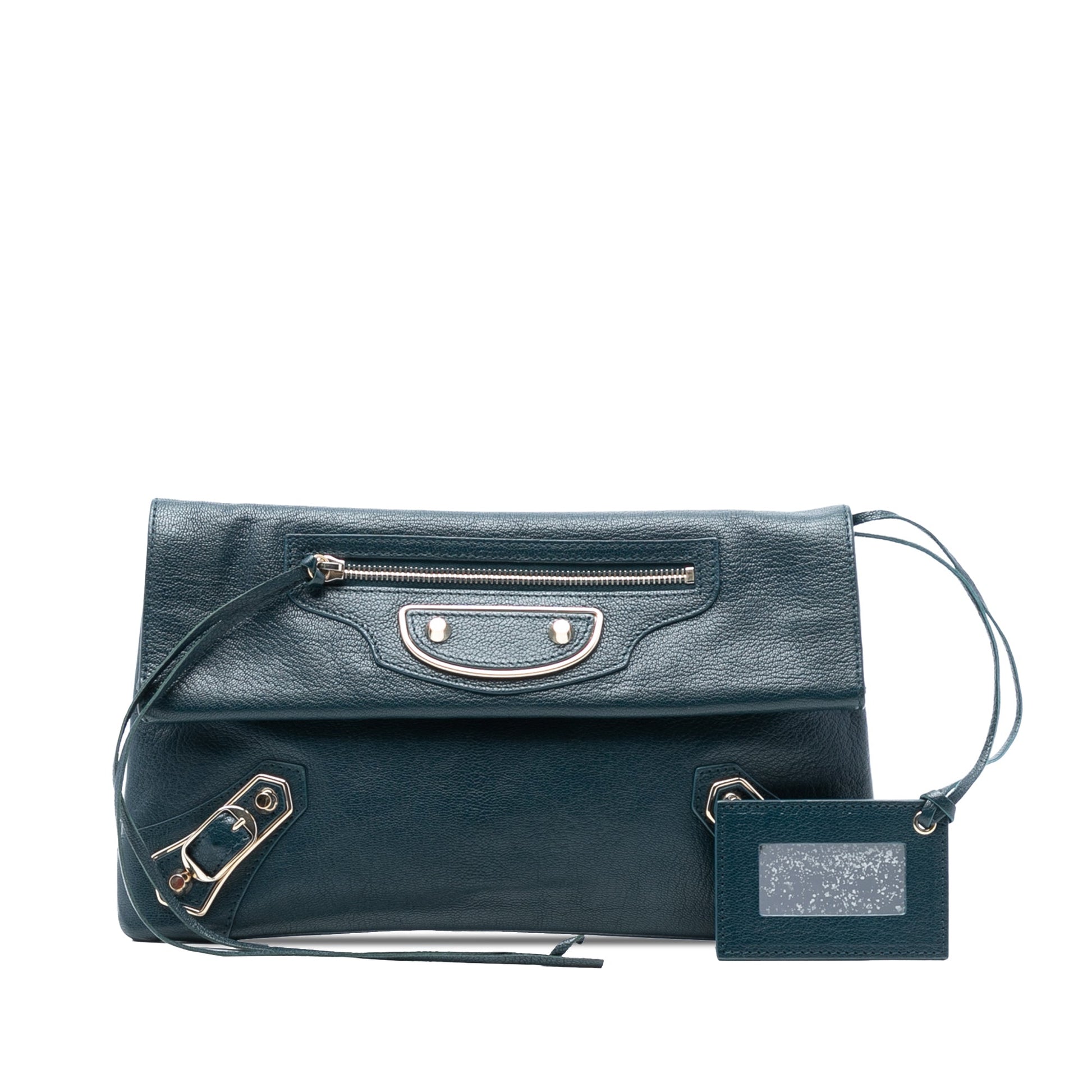 Balenciaga Chevre Motocross Classic Metallic Edge Envelope Clutch