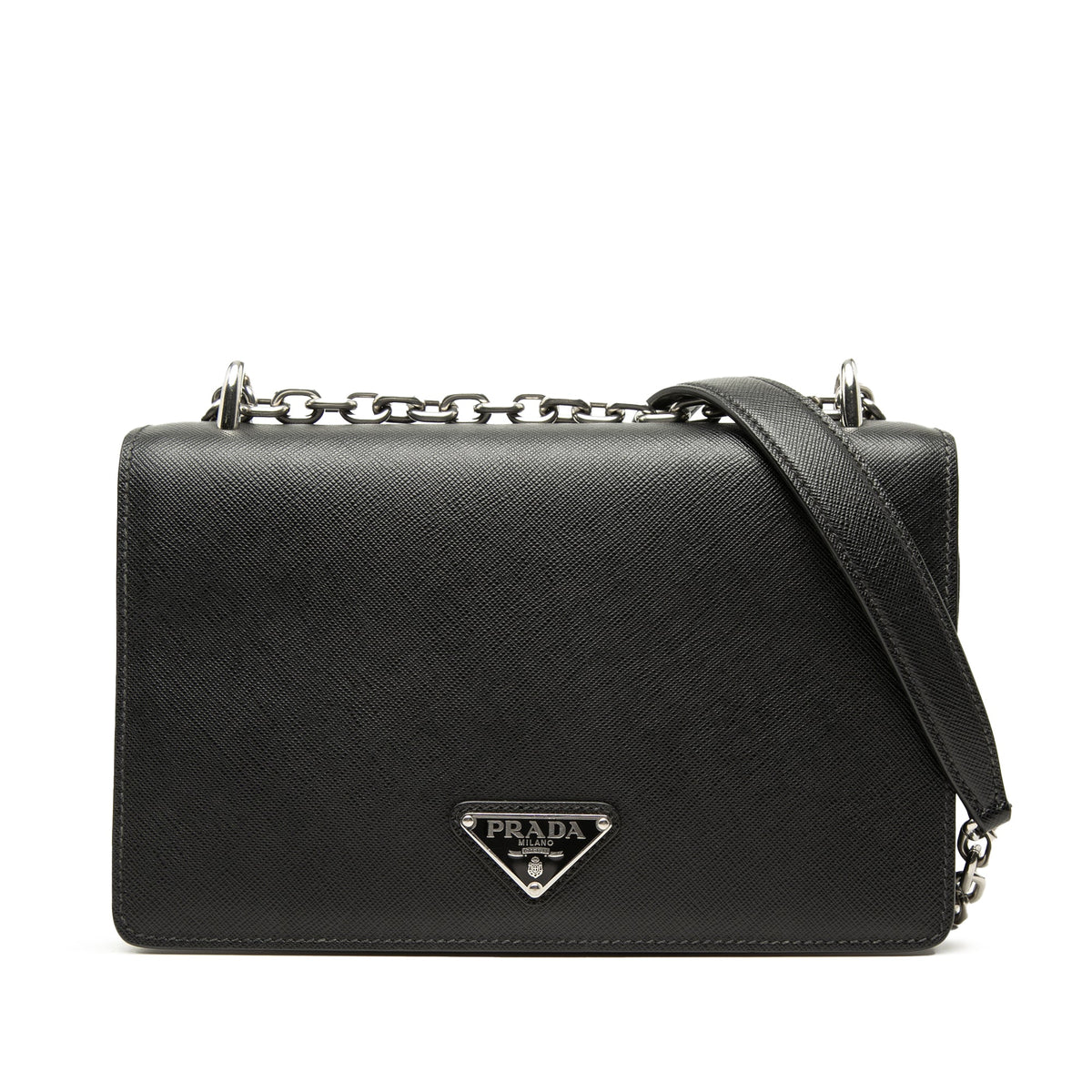 Prada Saffiano and Tessuto Chain Crossbody