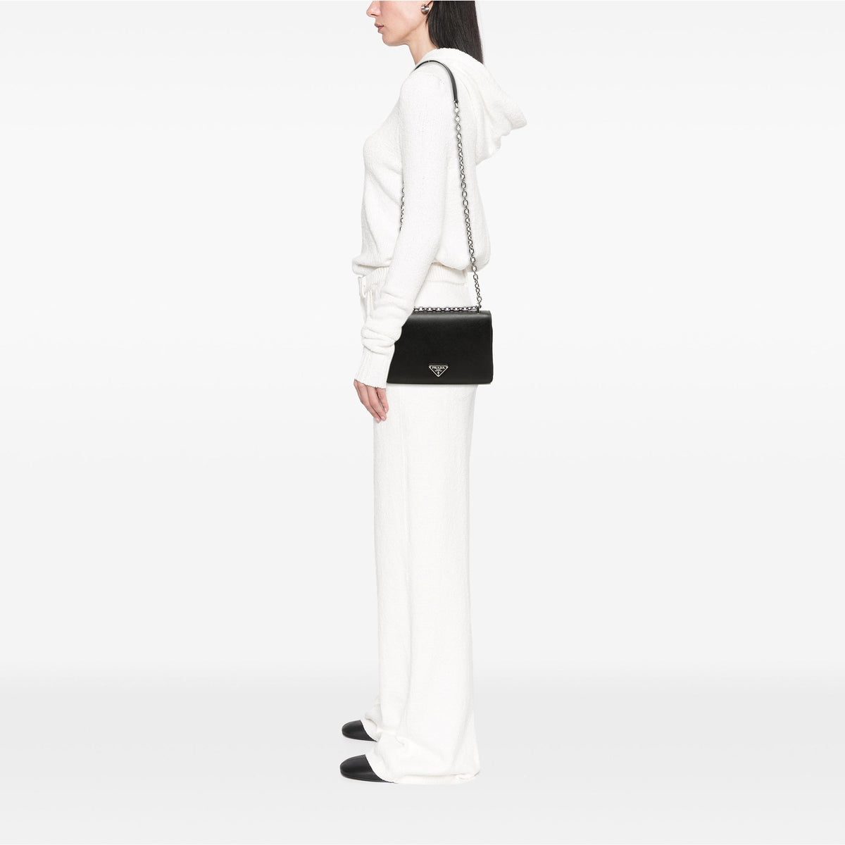 Prada Saffiano and Tessuto Chain Crossbody