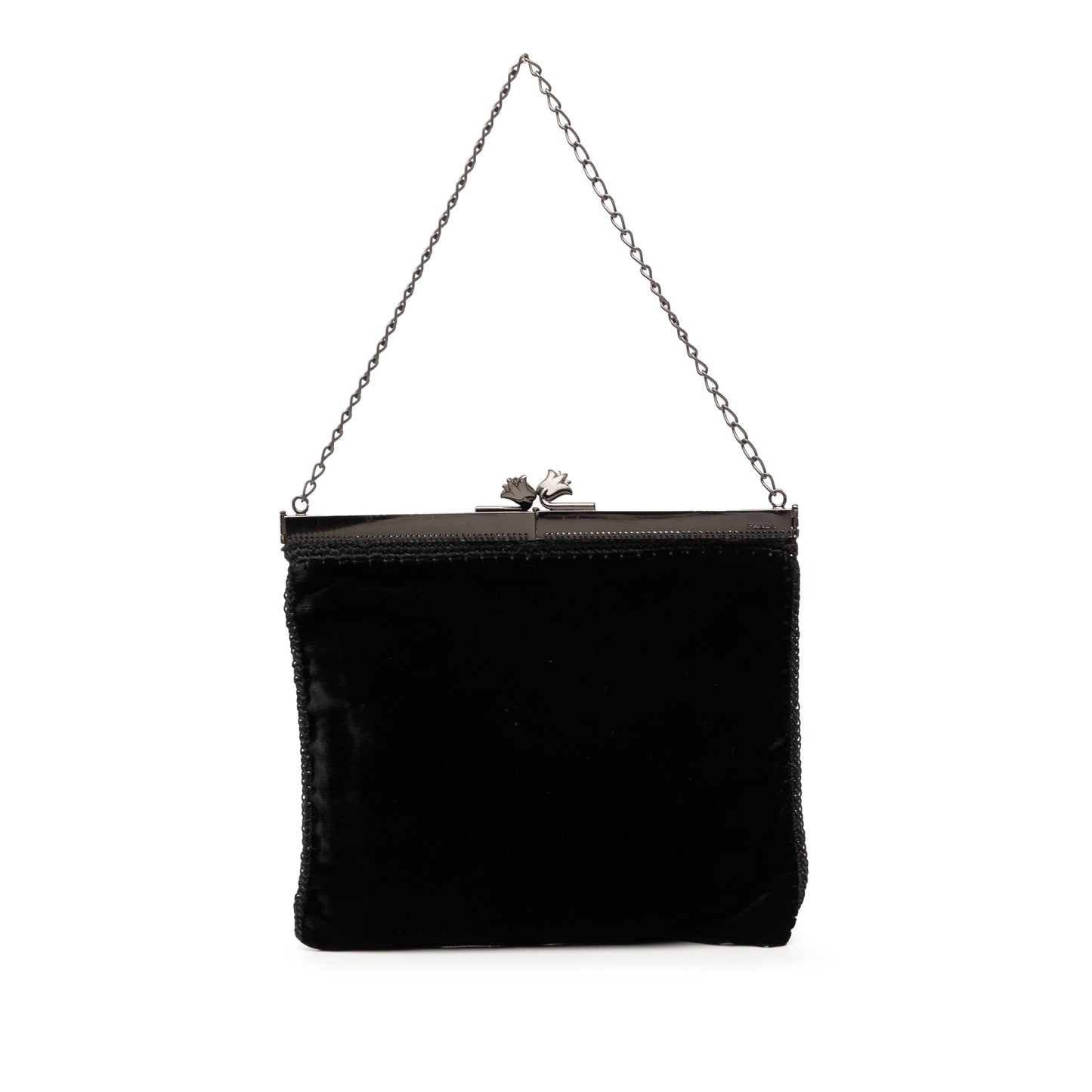 Prada Velluto Ricamo Tulip Kisslock Frame Bag
