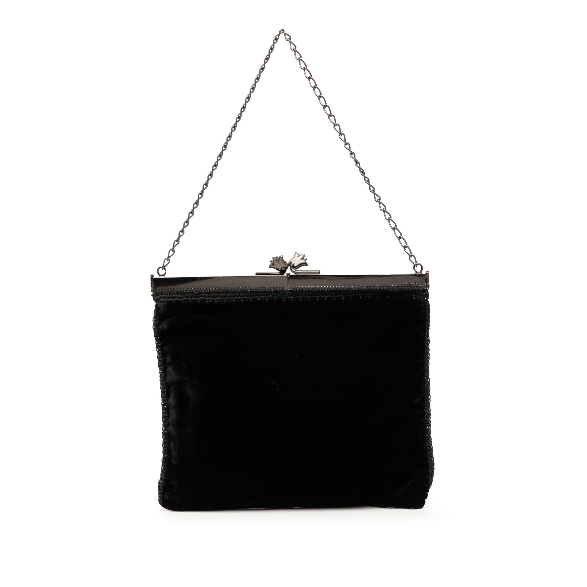 Prada Velluto Ricamo Tulip Kisslock Frame Bag