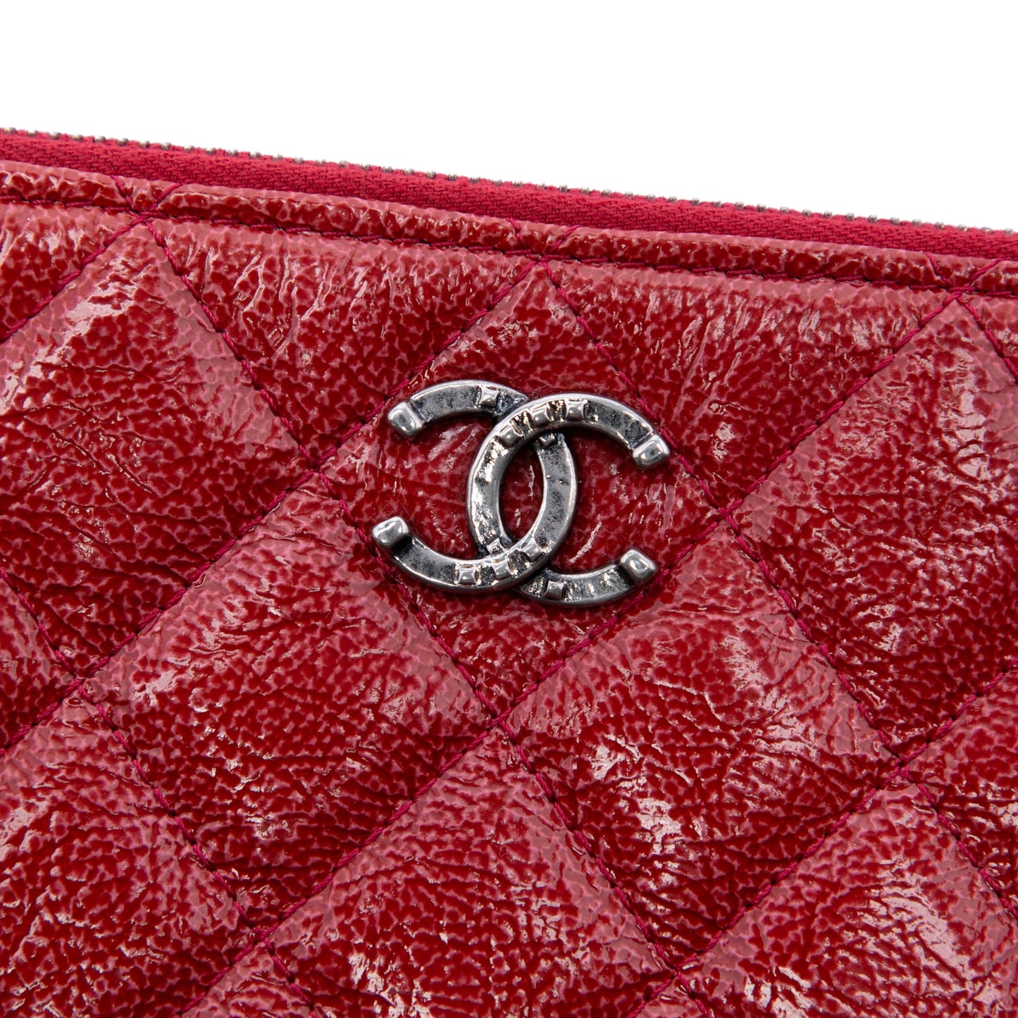 Chanel Large Quilted Patent O Case Clutch