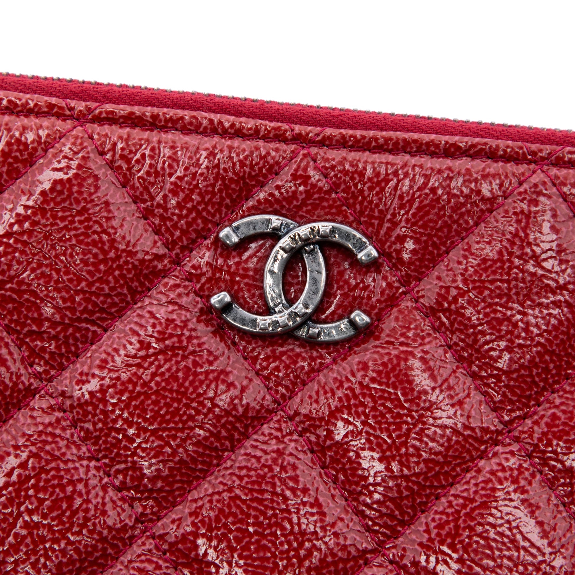 Chanel Large Quilted Patent O Case Clutch