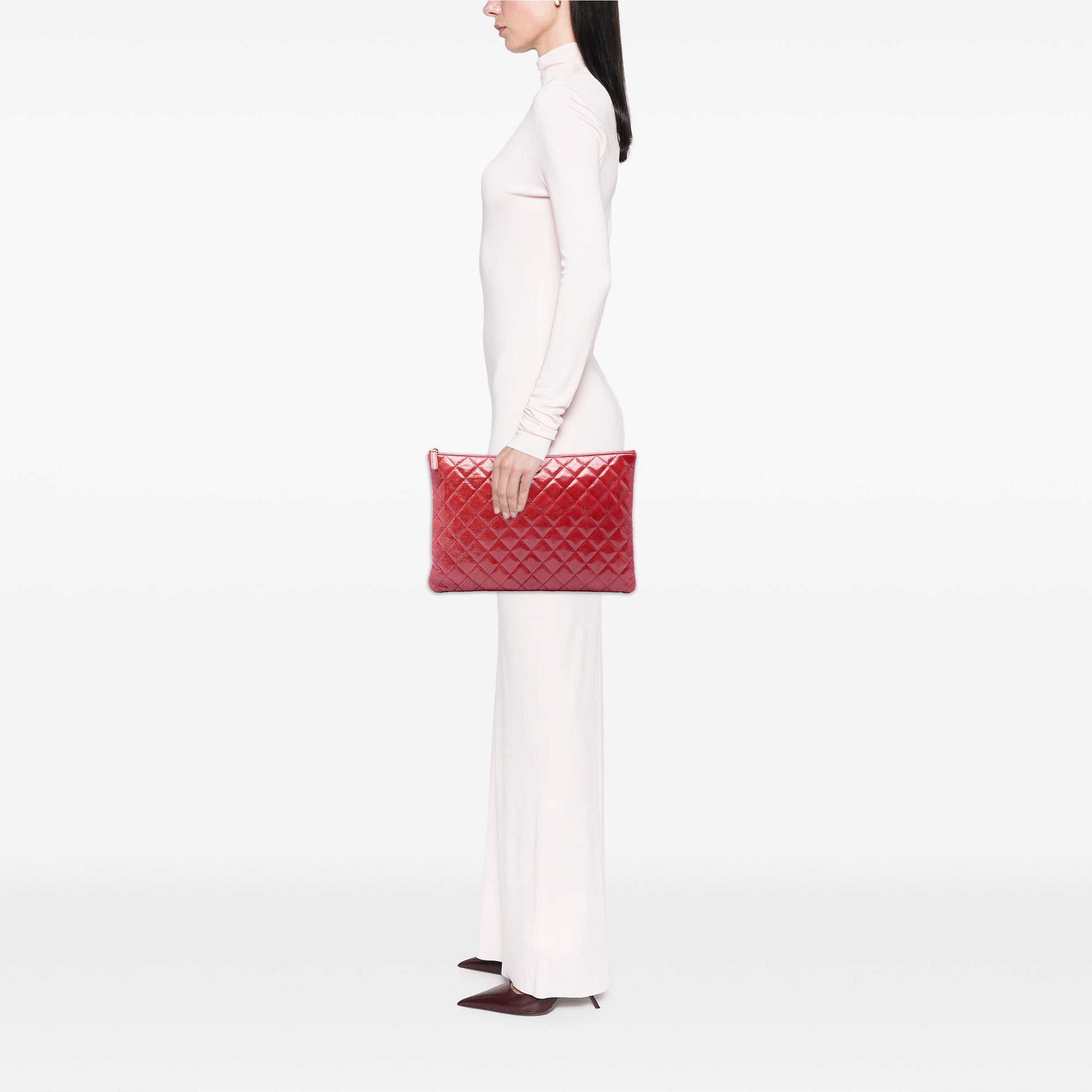 Chanel Large Quilted Patent O Case Clutch