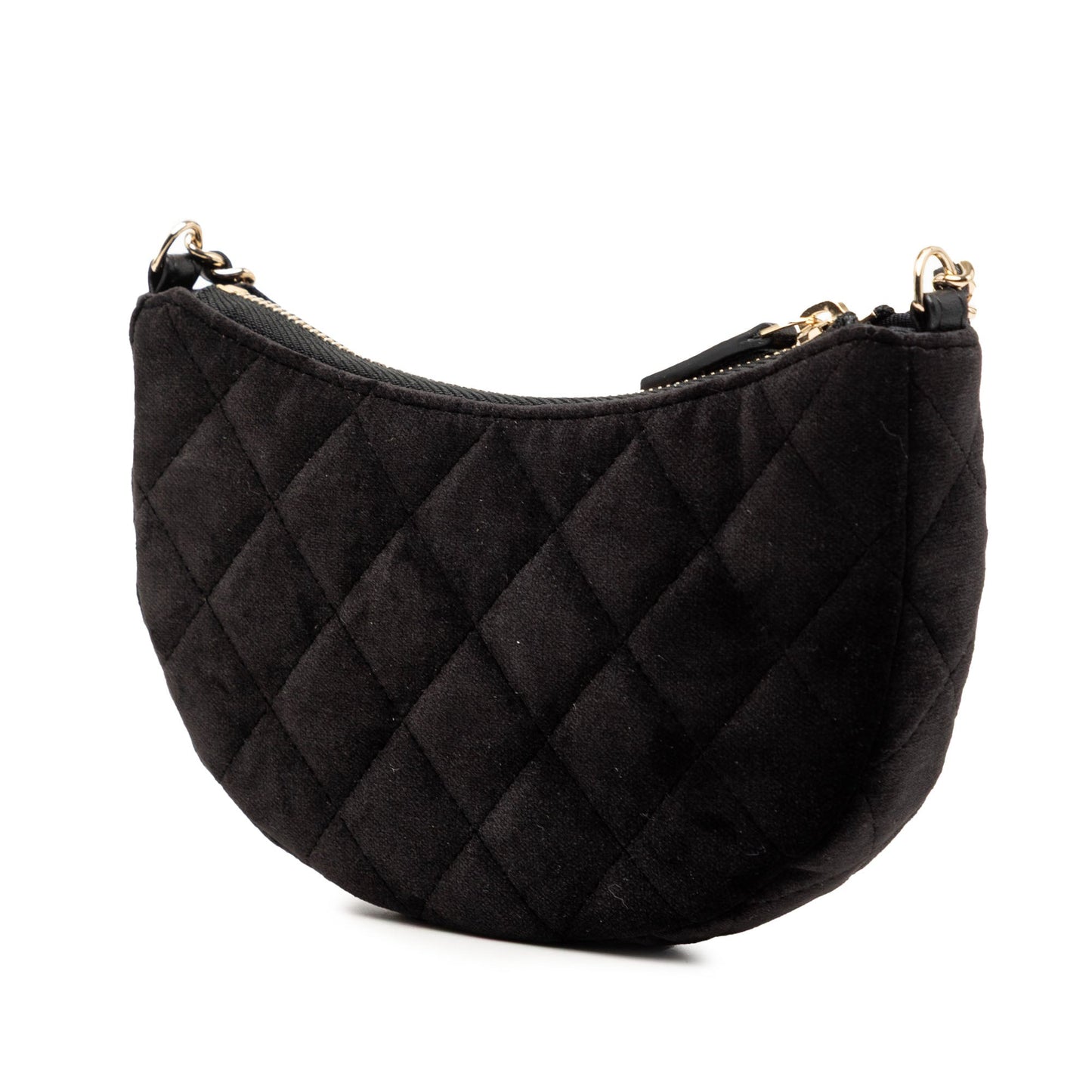 Chanel CC Quilted Velour Half Moon Chain Crossbody