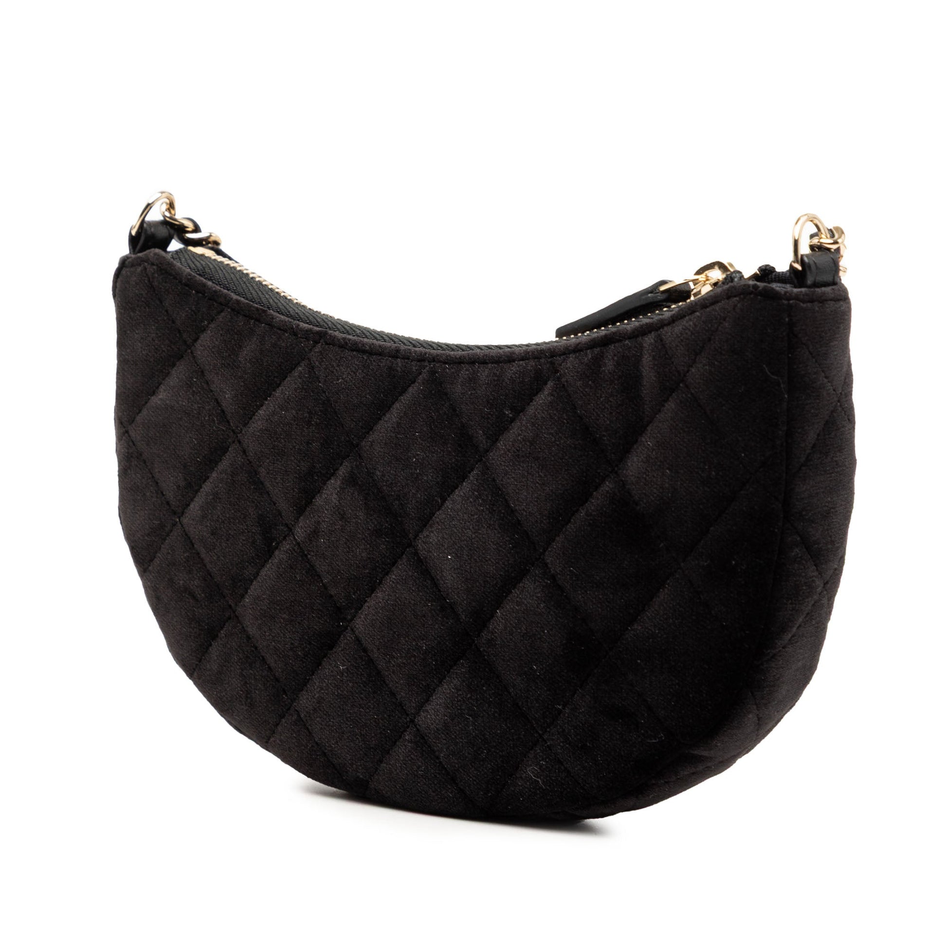 Chanel CC Quilted Velour Half Moon Chain Crossbody