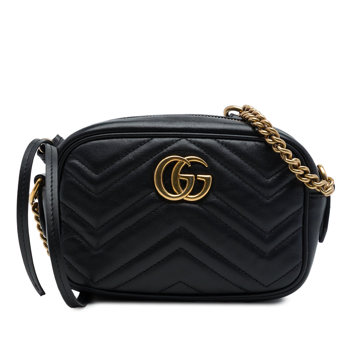 Gucci Mini GG Marmont Matelasse Calfskin Crossbody — Black