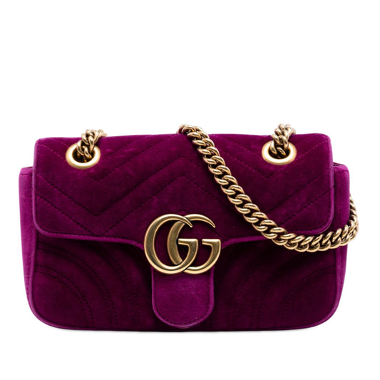 Gucci Small GG Marmont Matelasse Velvet Shoulder Bag