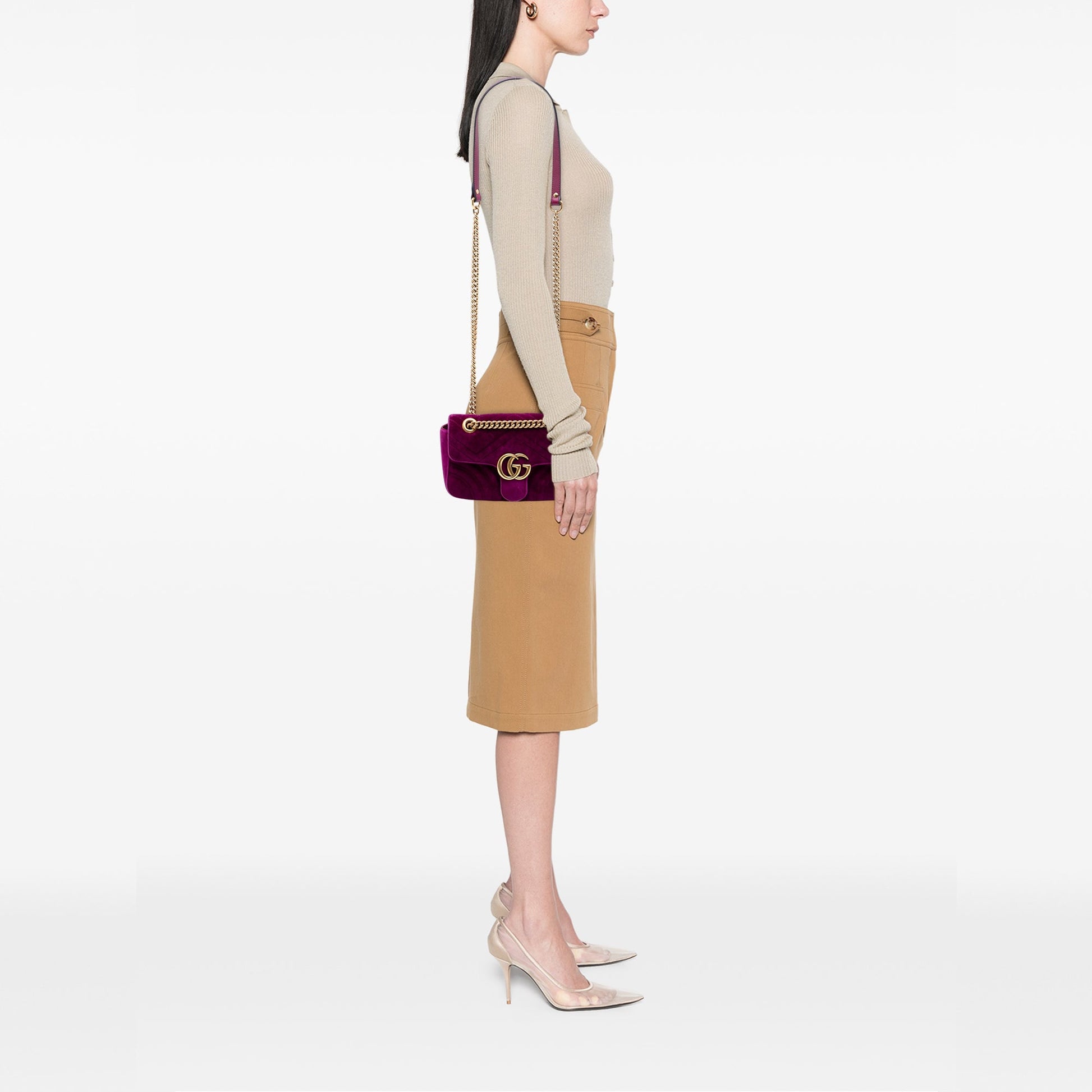 Gucci Small GG Marmont Matelasse Velvet Shoulder Bag