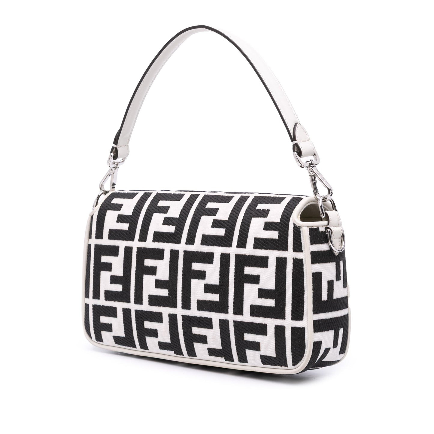 Fendi Zucca Embroidered Canvas Baguette Satchel