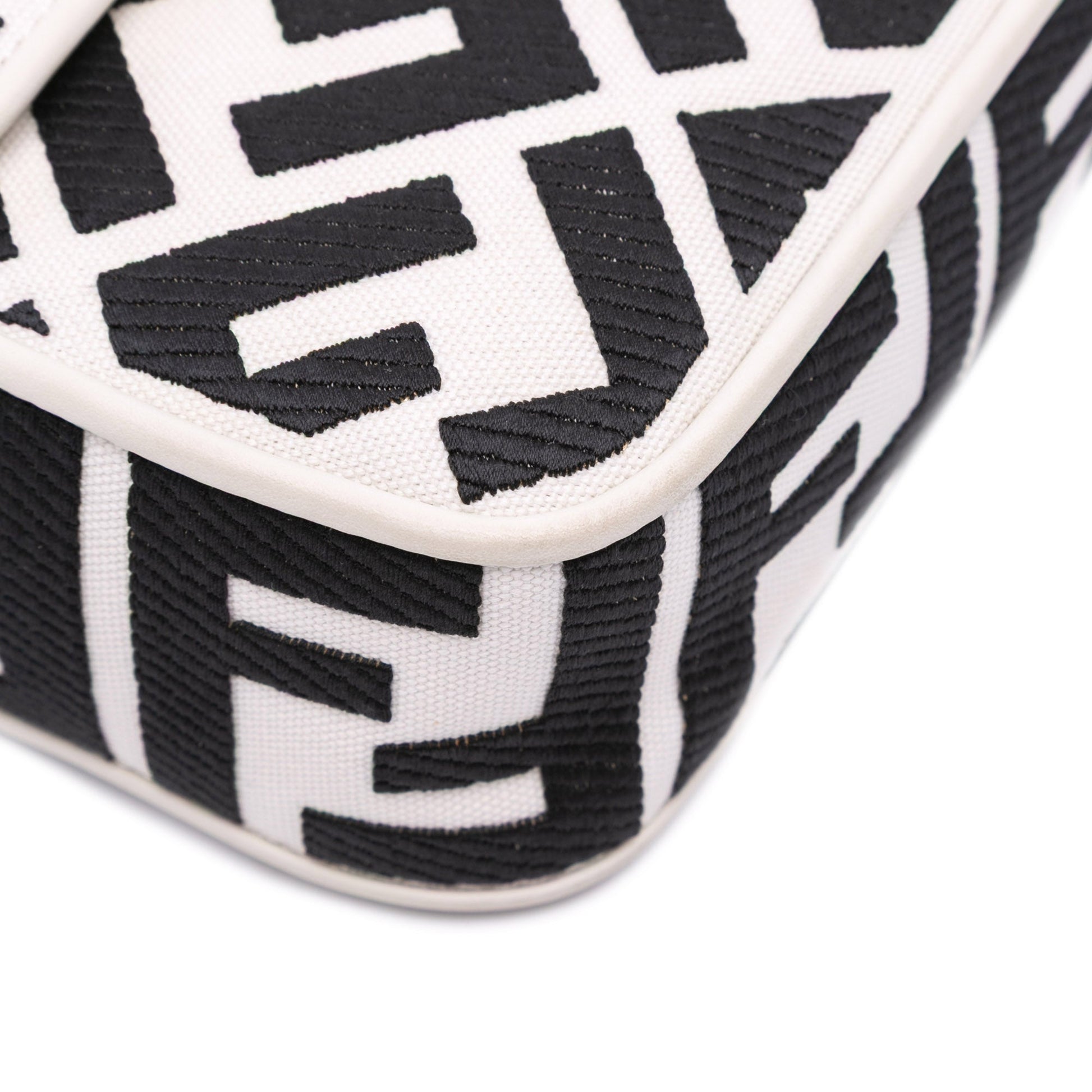 Fendi Zucca Embroidered Canvas Baguette Satchel