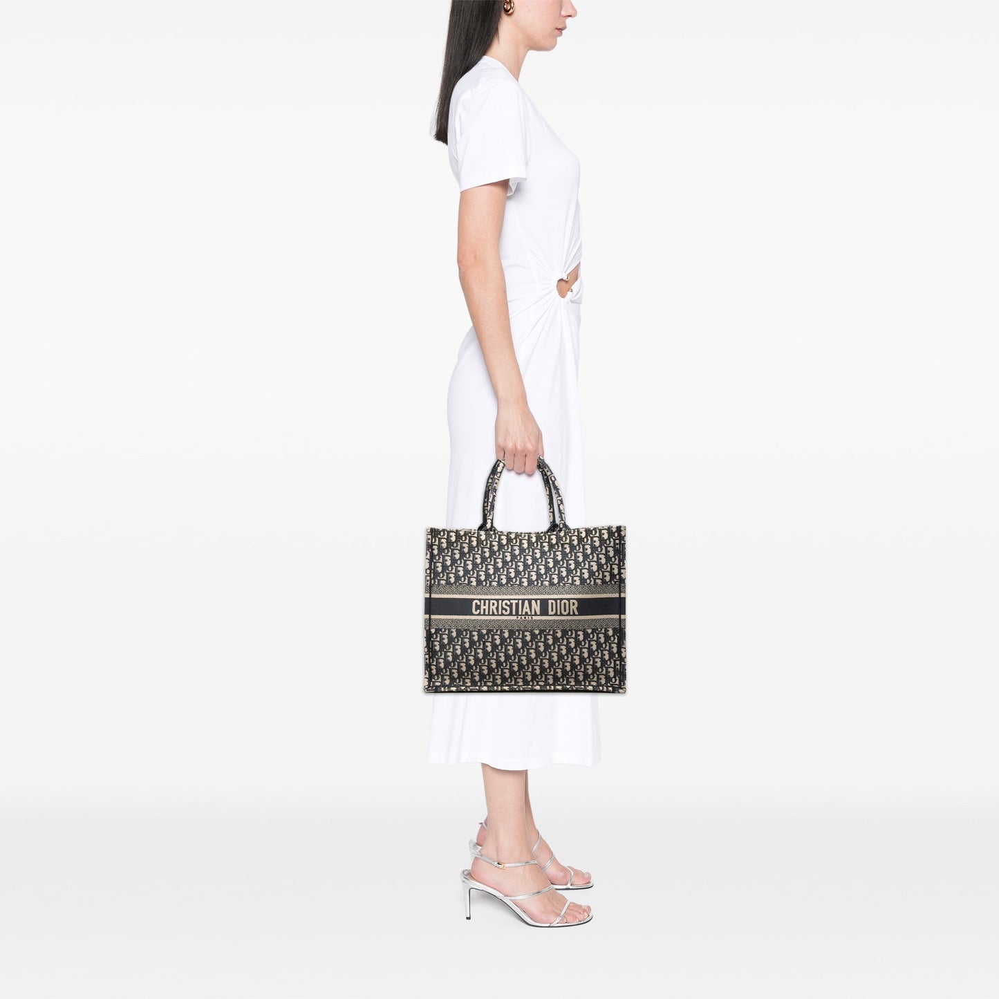 Dior Large Oblique Embroidered Canvas Book Tote