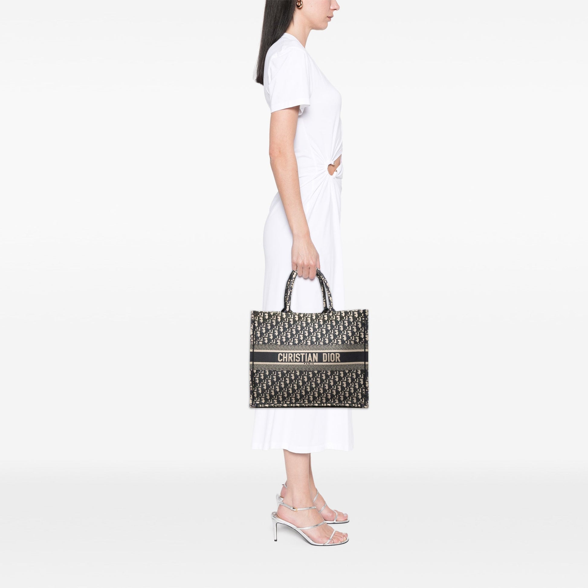 Dior Large Oblique Embroidered Canvas Book Tote