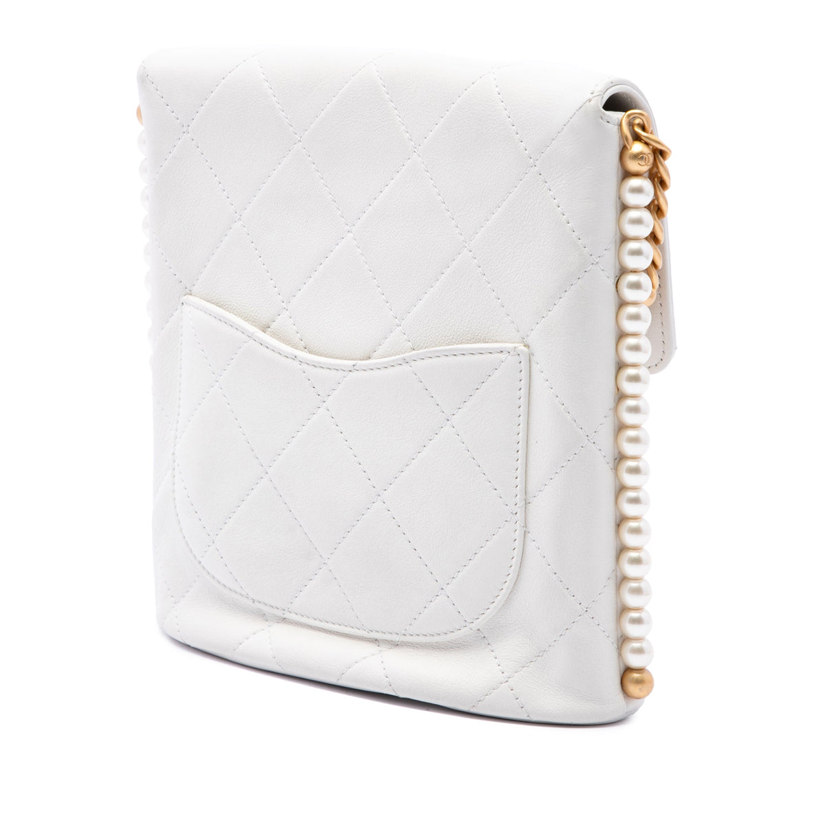 Chanel Small Quilted Calfskin About Pearls Hobo — White
