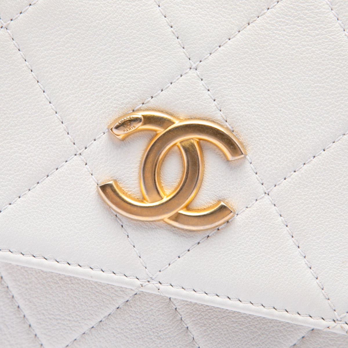 Chanel Small Quilted Calfskin About Pearls Hobo — White