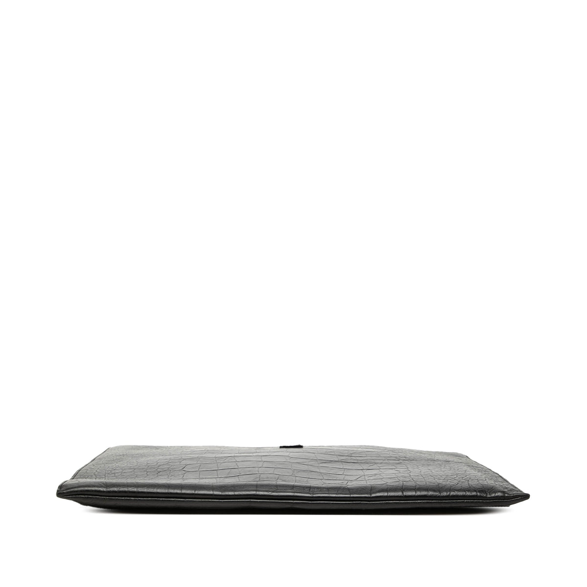 Saint Laurent Croc Embossed Leather Document Holder — Black