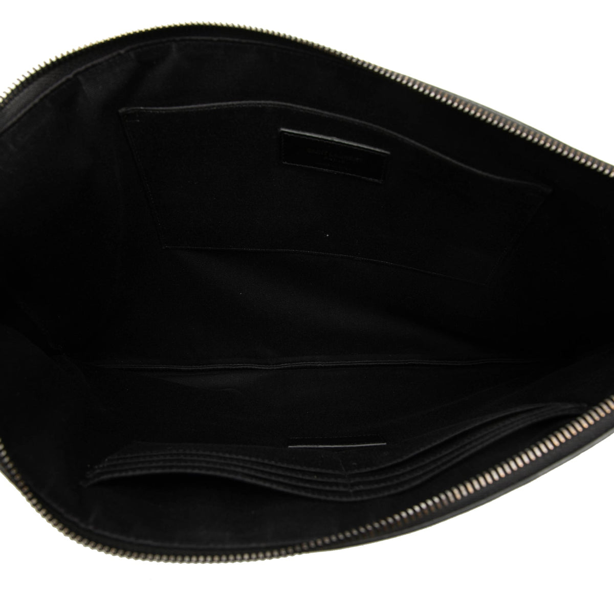 Saint Laurent Croc Embossed Leather Document Holder — Black