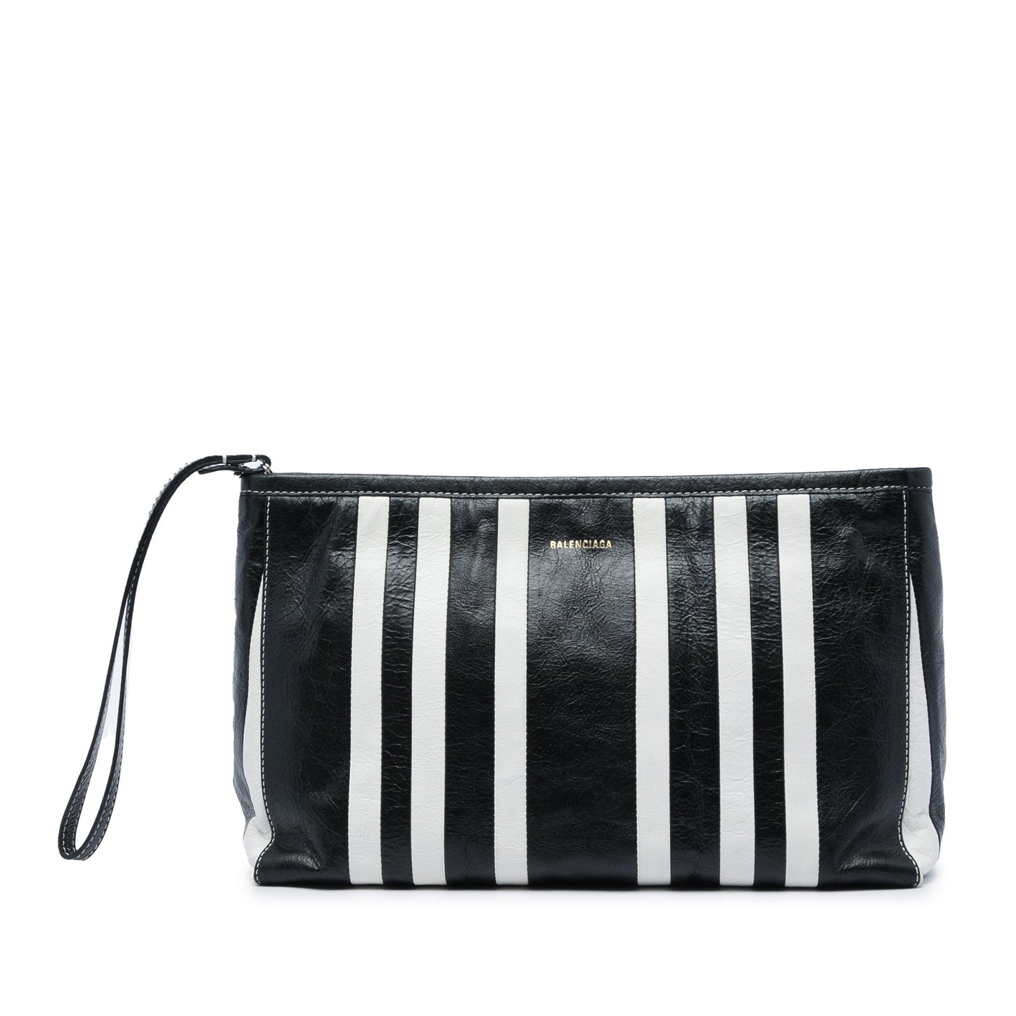 Balenciaga Large Lambskin Striped Barbes Z Pouch
