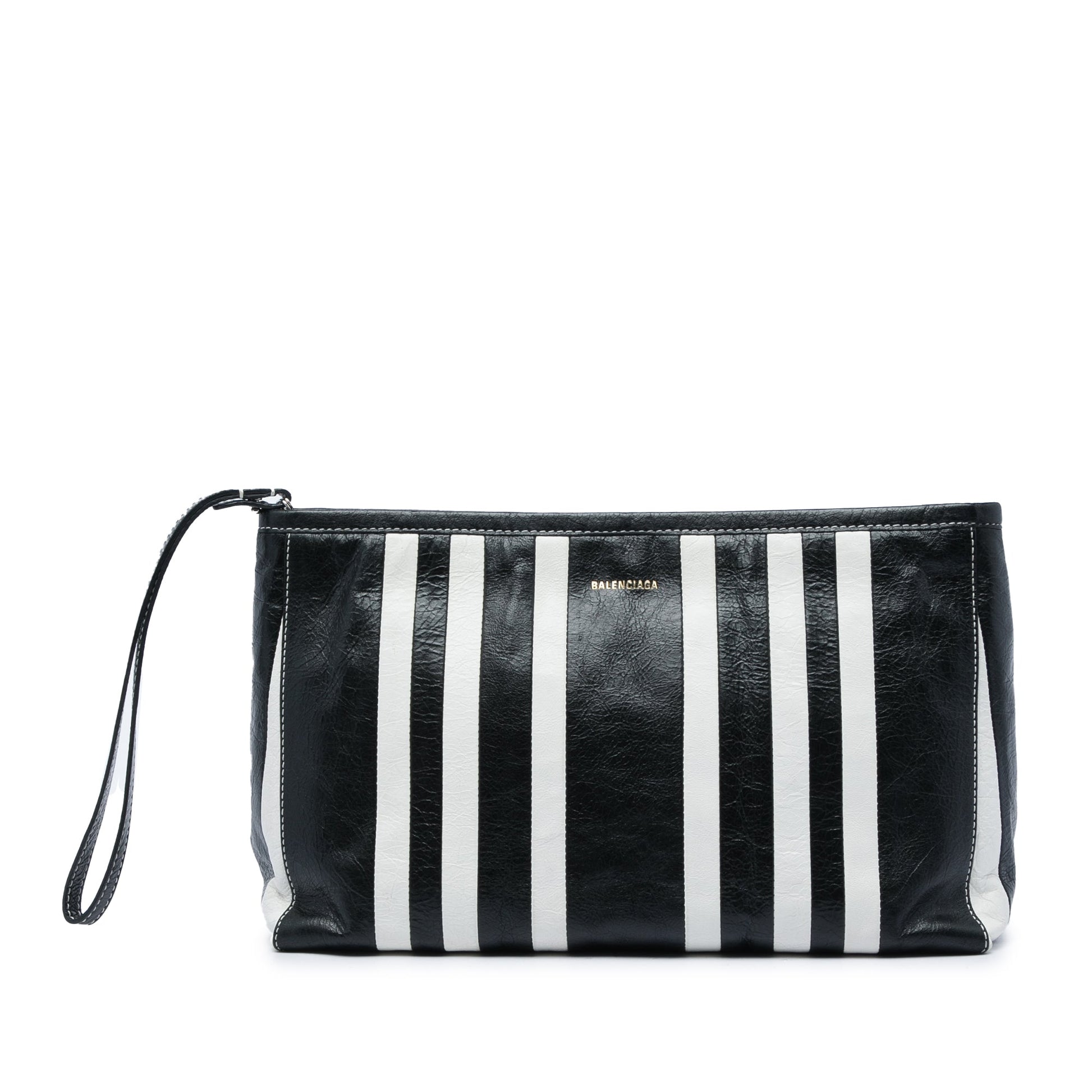 Balenciaga Large Lambskin Striped Barbes Z Pouch