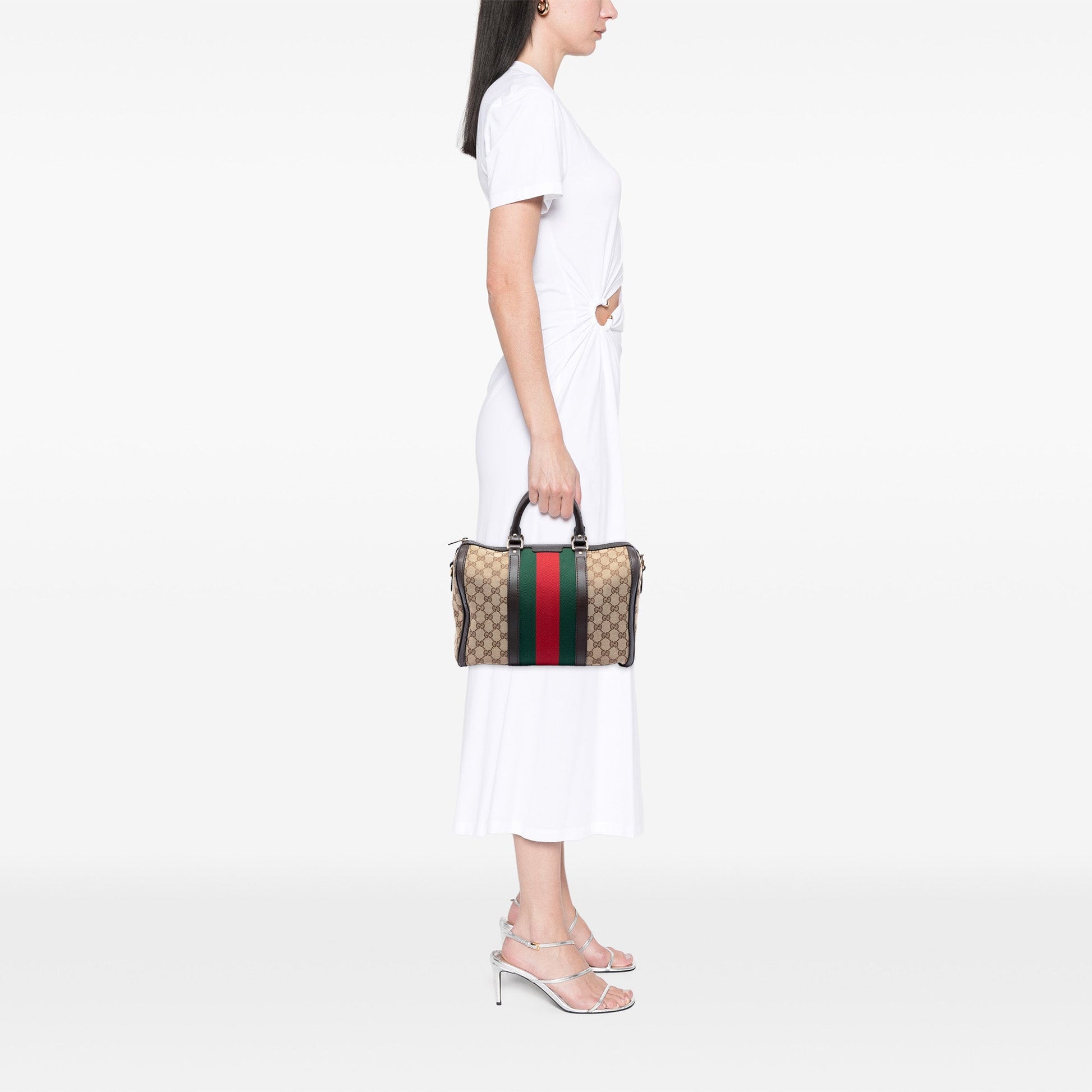Gucci Medium GG Canvas Web Joy Boston Bag