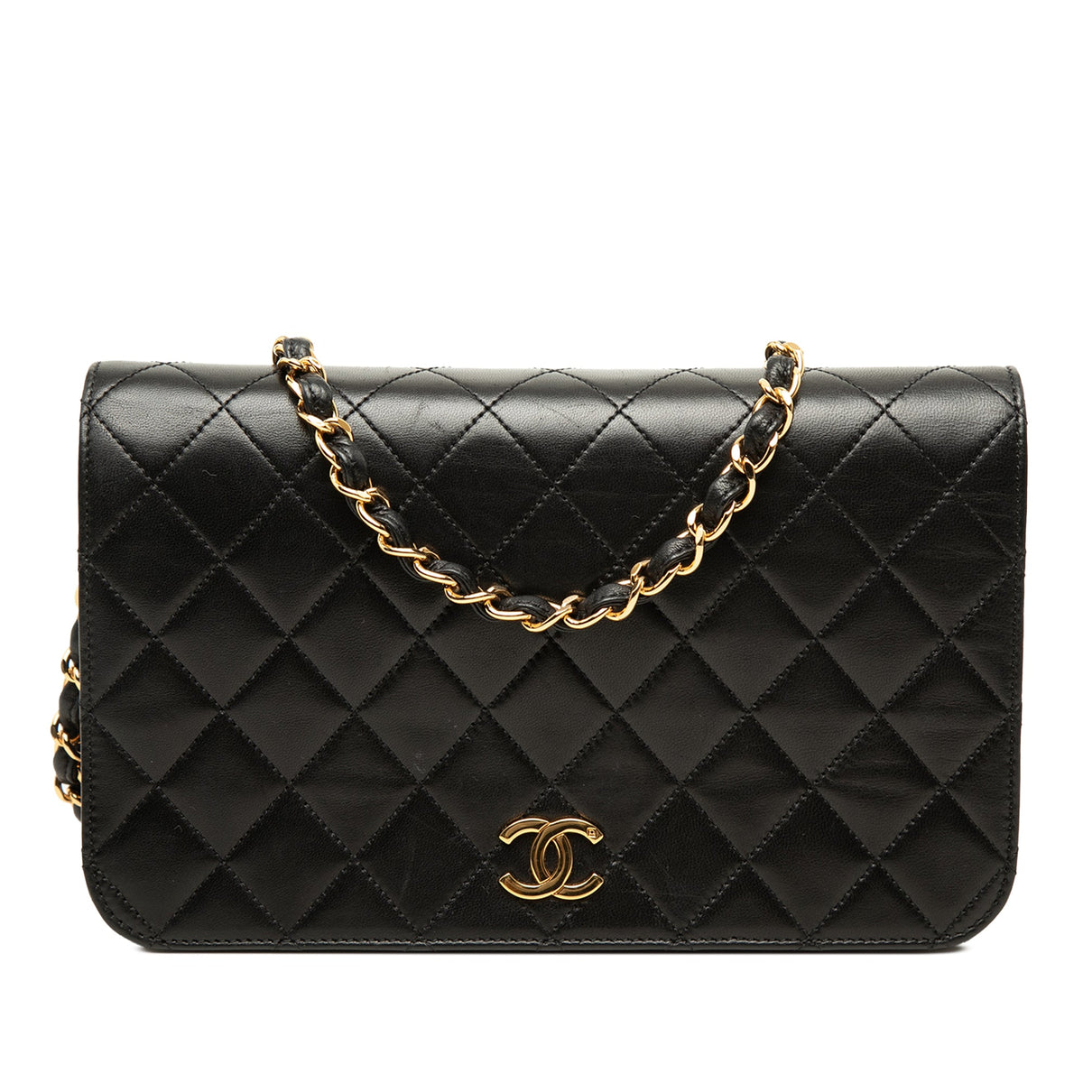 Chanel Small CC Quilted Lambskin Full Single Flap — Black