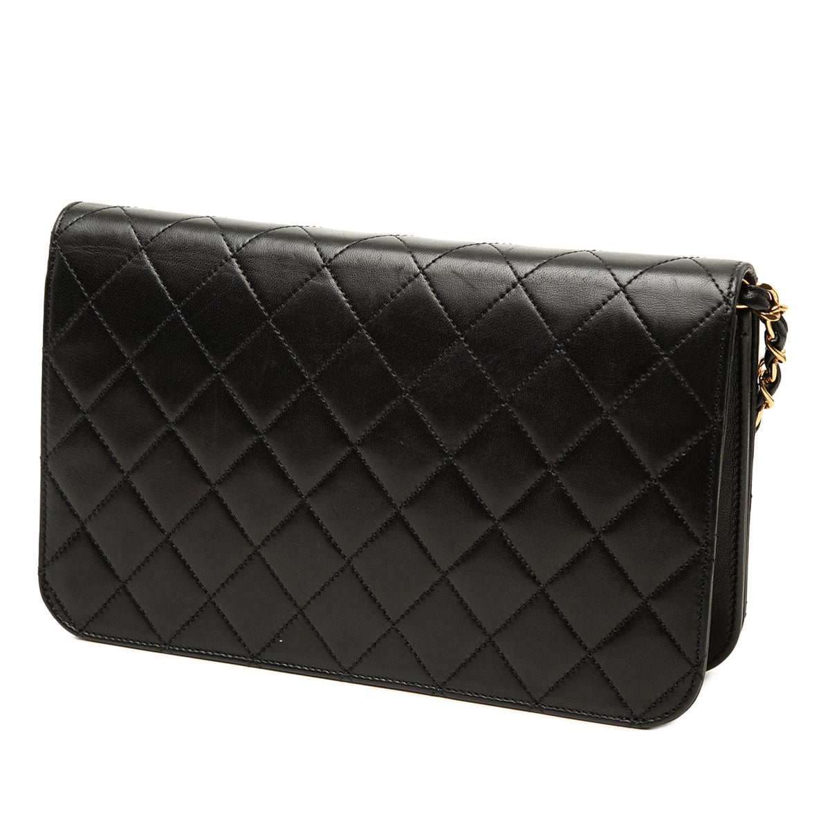 Chanel Small CC Quilted Lambskin Full Single Flap — Black