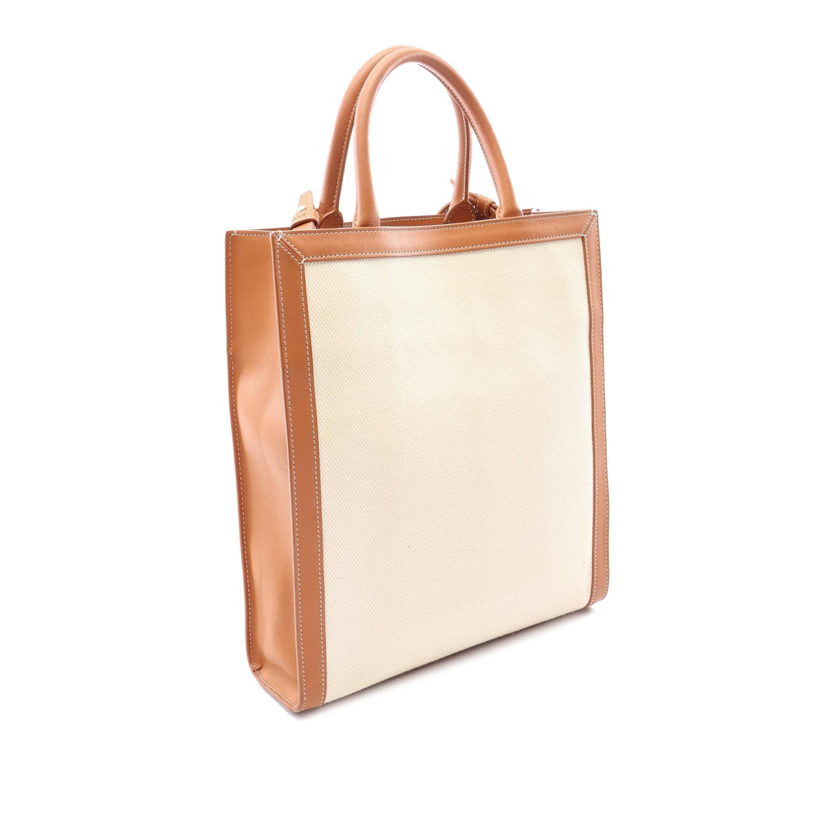 Celine Small Canvas Vertical Cabas Satchel — Brown
