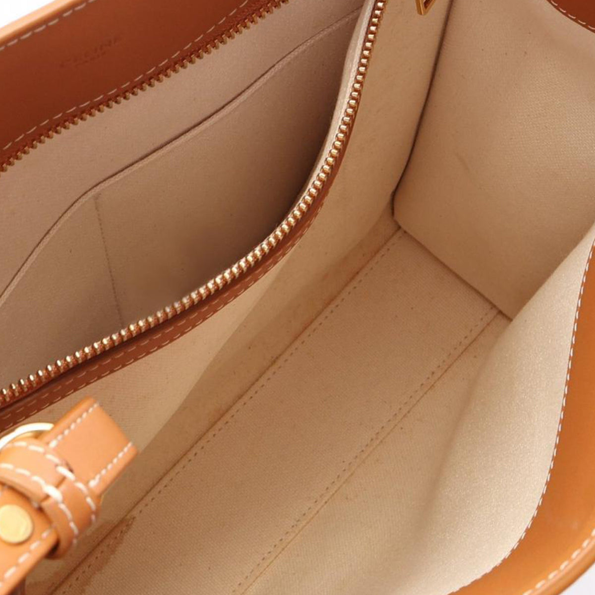 Celine Small Canvas Vertical Cabas Satchel — Brown
