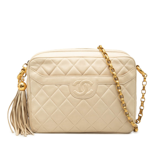Chanel CC Quilted Lambskin Tassel Crossbody Bag