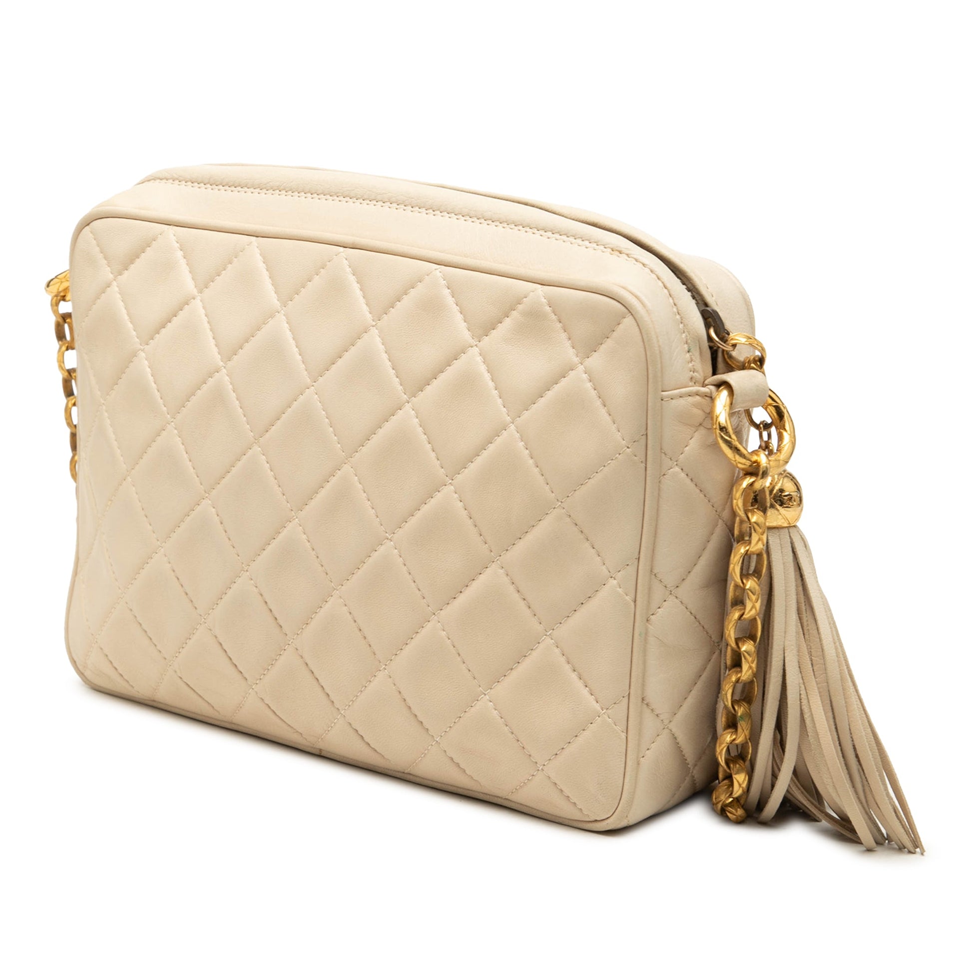 Chanel CC Quilted Lambskin Tassel Crossbody Bag