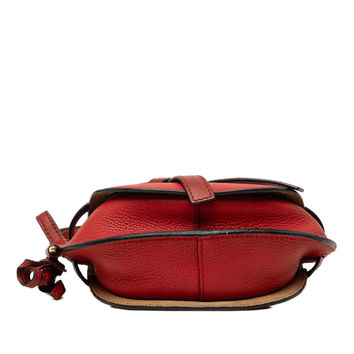 LOEWE Mini Bicolor Grained Calfskin Gate Crossbody — Red