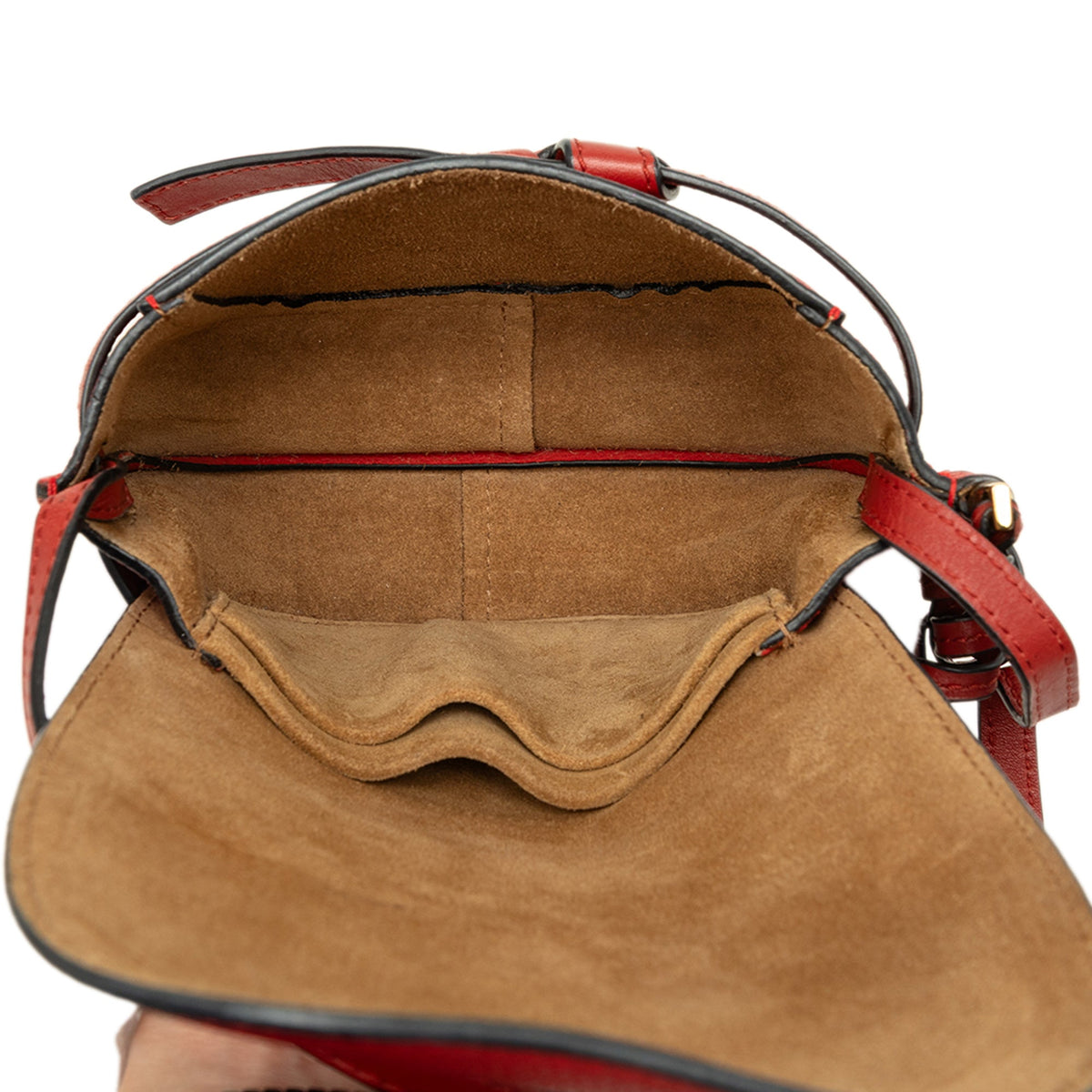 LOEWE Mini Bicolor Grained Calfskin Gate Crossbody — Red