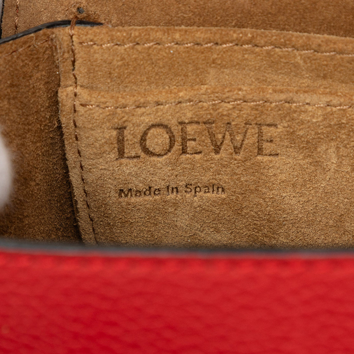LOEWE Mini Bicolor Grained Calfskin Gate Crossbody — Red