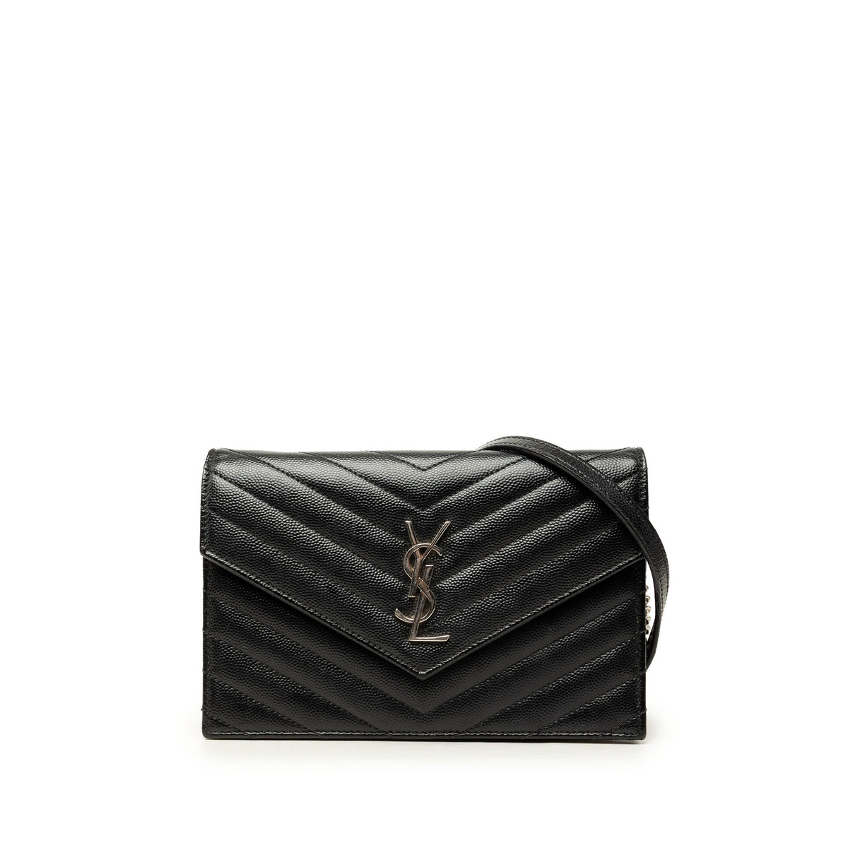 Saint Laurent Grain De Poudre Cassandre Envelope Chain Wallet