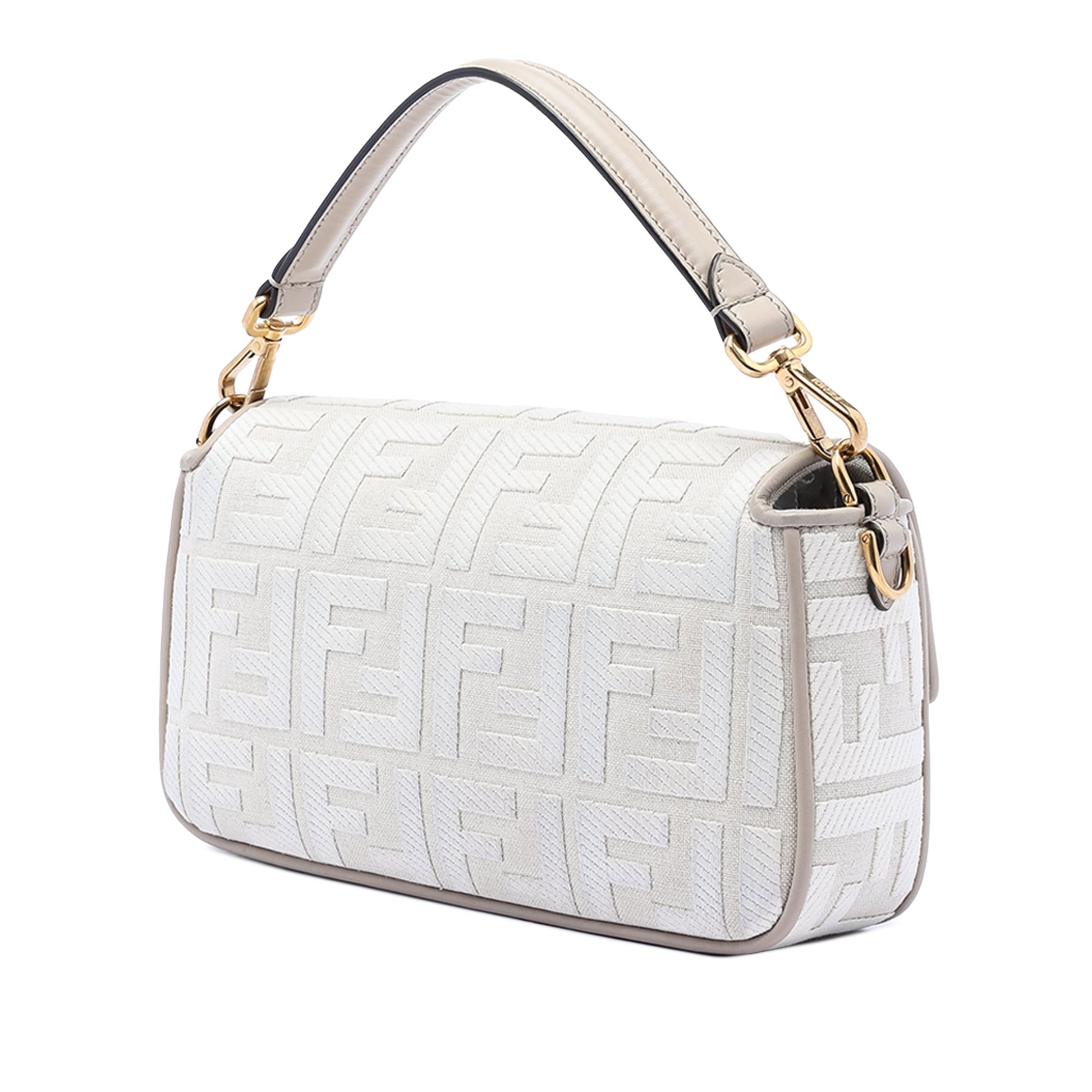 Fendi Zucca Embroidered Canvas Baguette Satchel