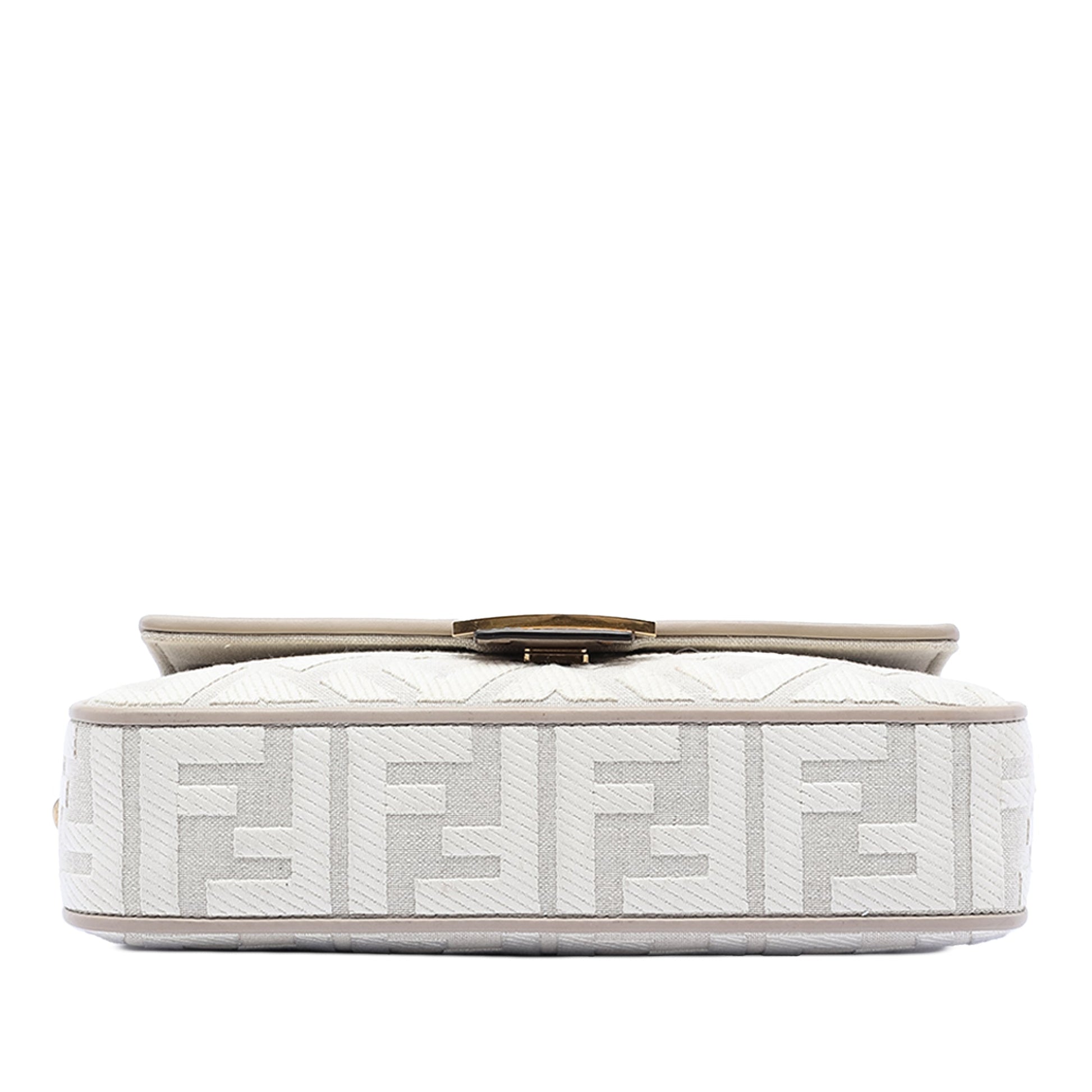 Fendi Zucca Embroidered Canvas Baguette Satchel