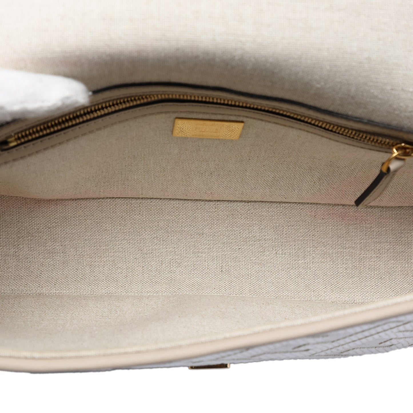 Fendi Zucca Embroidered Canvas Baguette Satchel