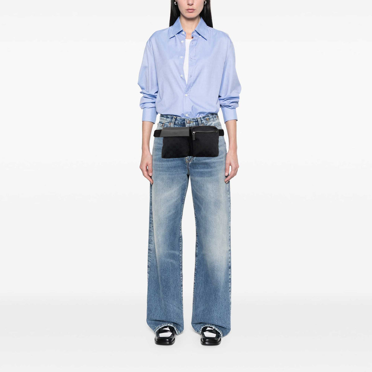 Gucci GG Canvas Double Pocket Belt Bag