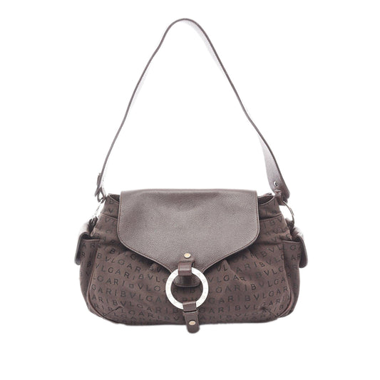 Bvlgari Canvas Logomania Flap Shoulder Bag