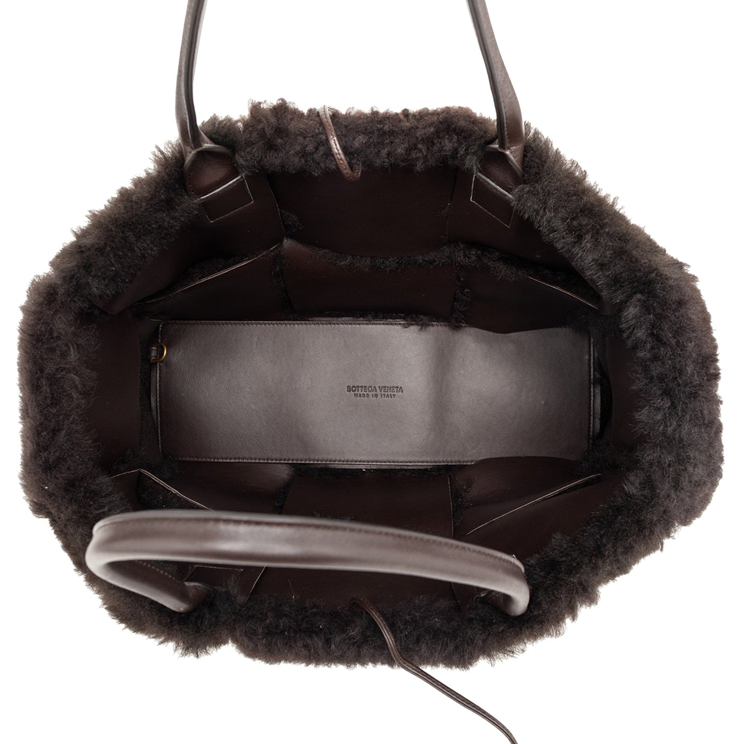 Bottega Veneta Small Shearling Intrecciato Arco Tote