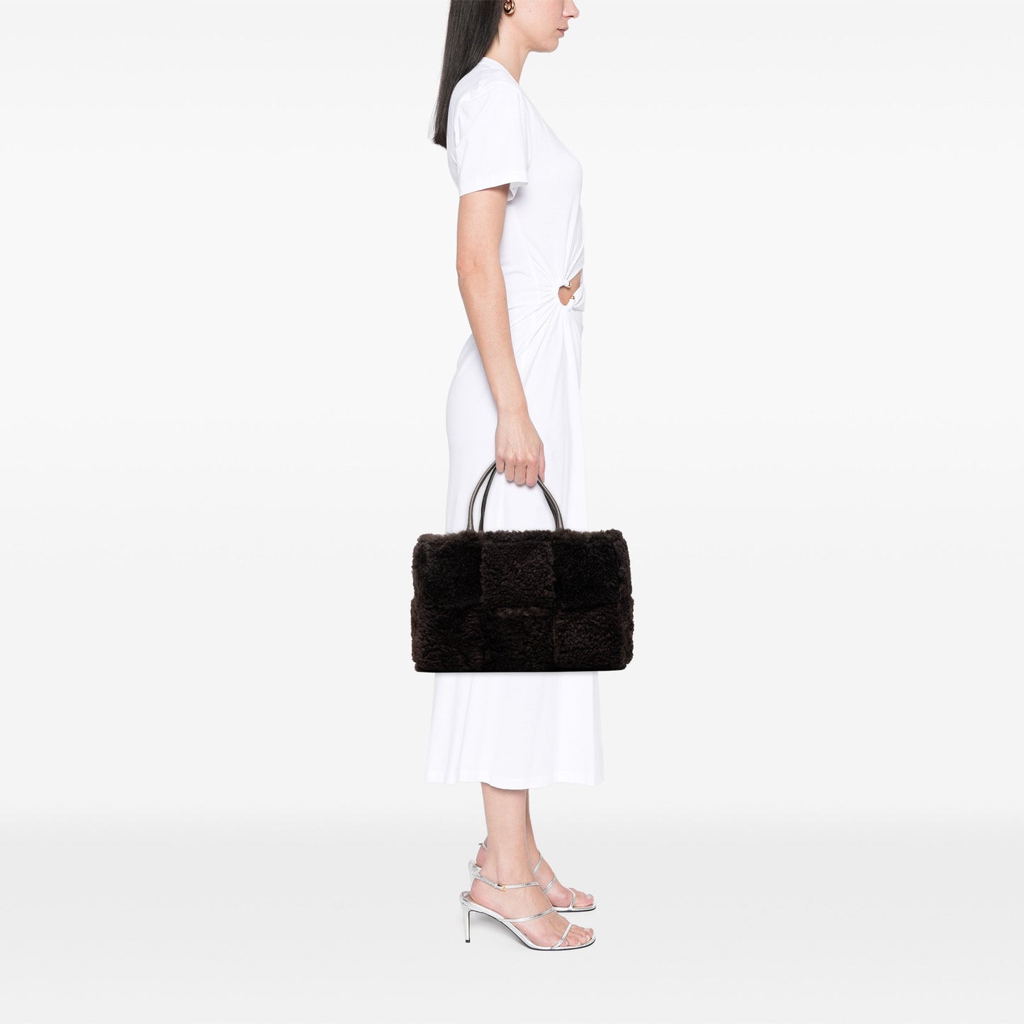 Bottega Veneta Small Shearling Intrecciato Arco Tote