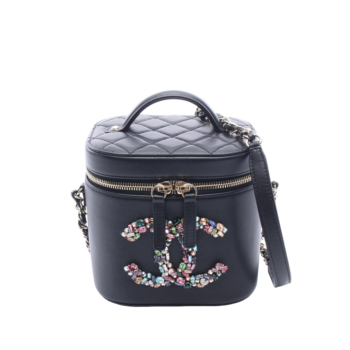Chanel Lambskin CC Giant Crystal Mania Vanity Case — Black