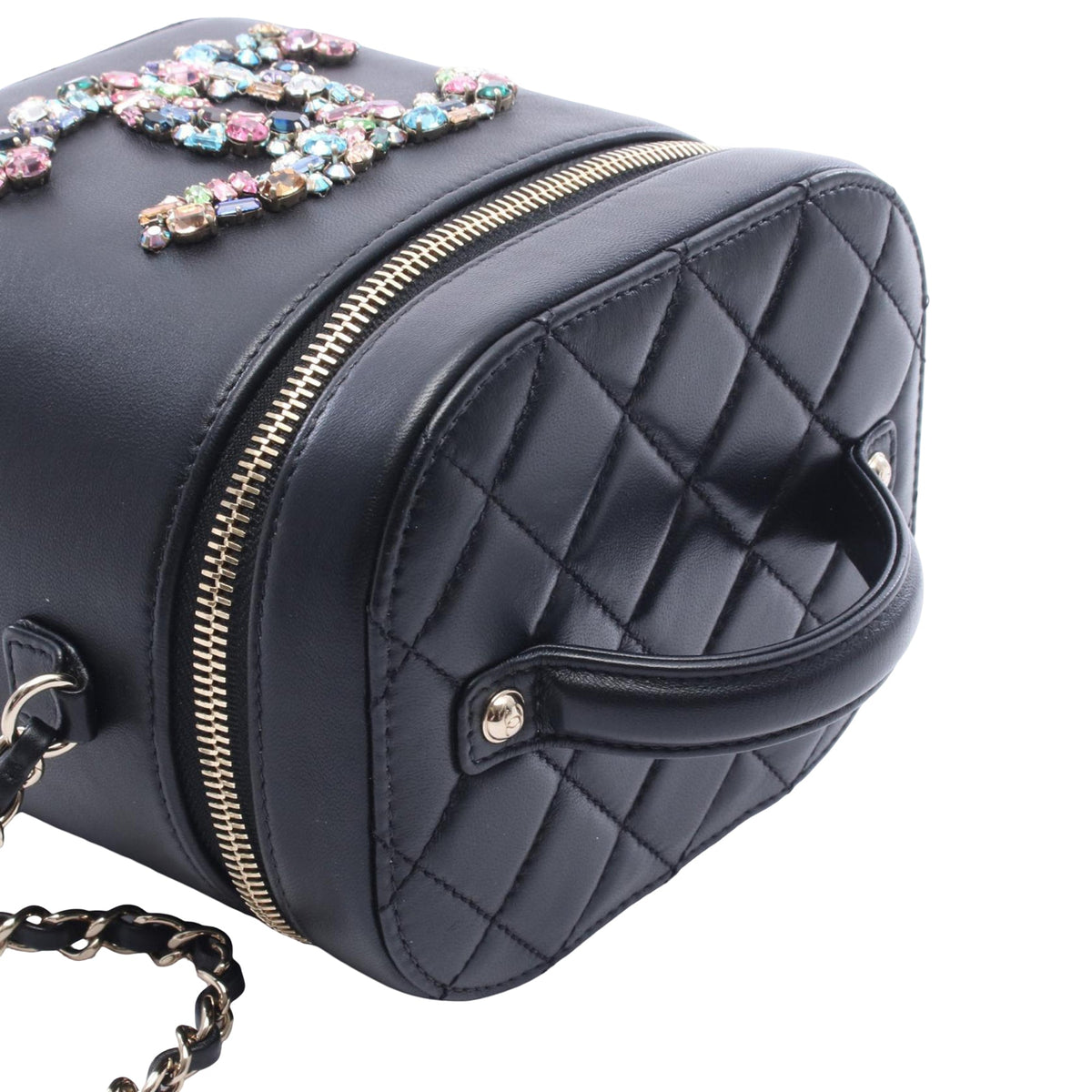 Chanel Lambskin CC Giant Crystal Mania Vanity Case — Black
