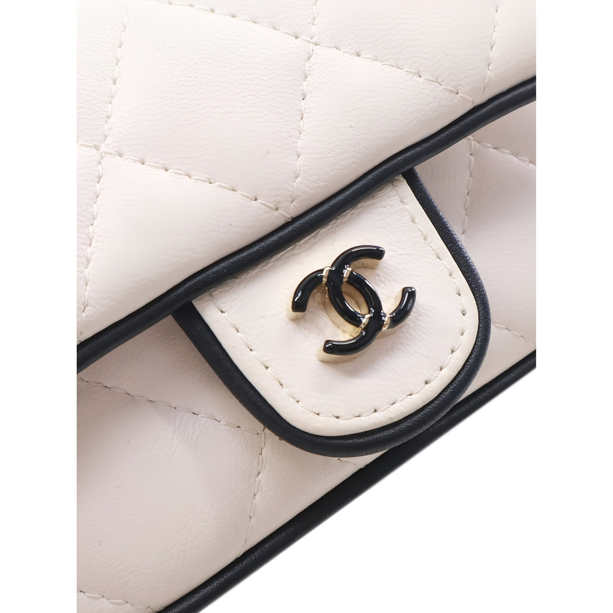 Chanel Quilted Lambskin Resin CC Flap Clutch With Chain — White