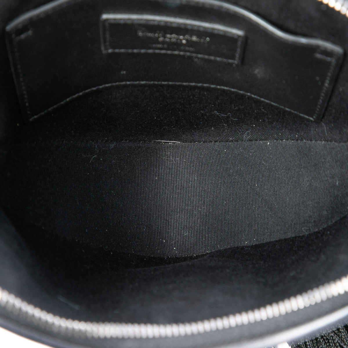 Saint Laurent Leather Monogram Heart Tassel Crossbody — Black