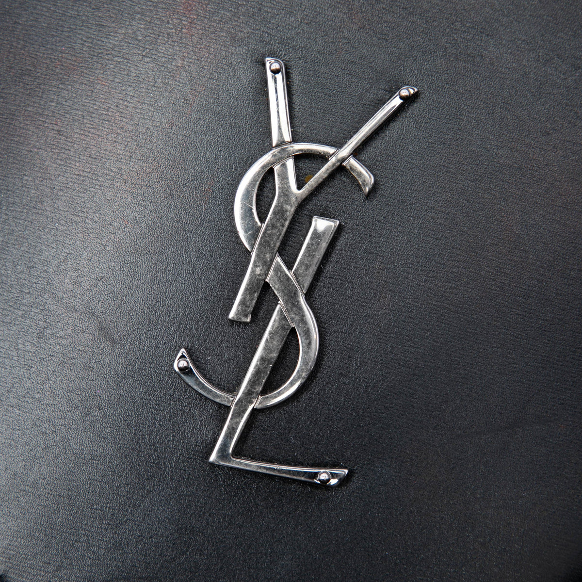 Saint Laurent Leather Monogram Heart Tassel Crossbody — Black