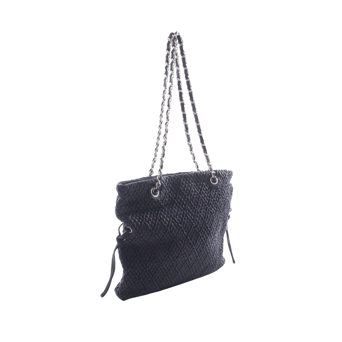 Chanel CC Lambskin Drawstring Tote — Black
